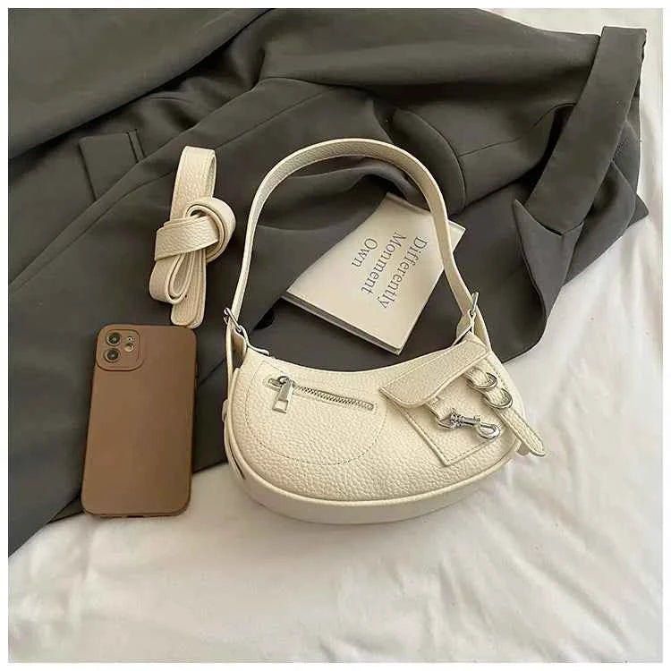 Textured PU Leather Shoulder Bag.