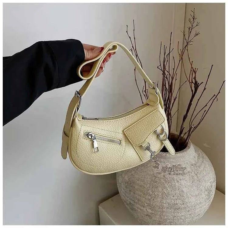Textured PU Leather Shoulder Bag.