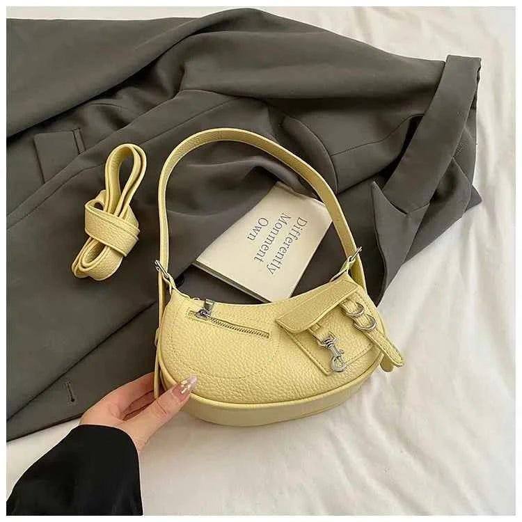 Textured PU Leather Shoulder Bag.