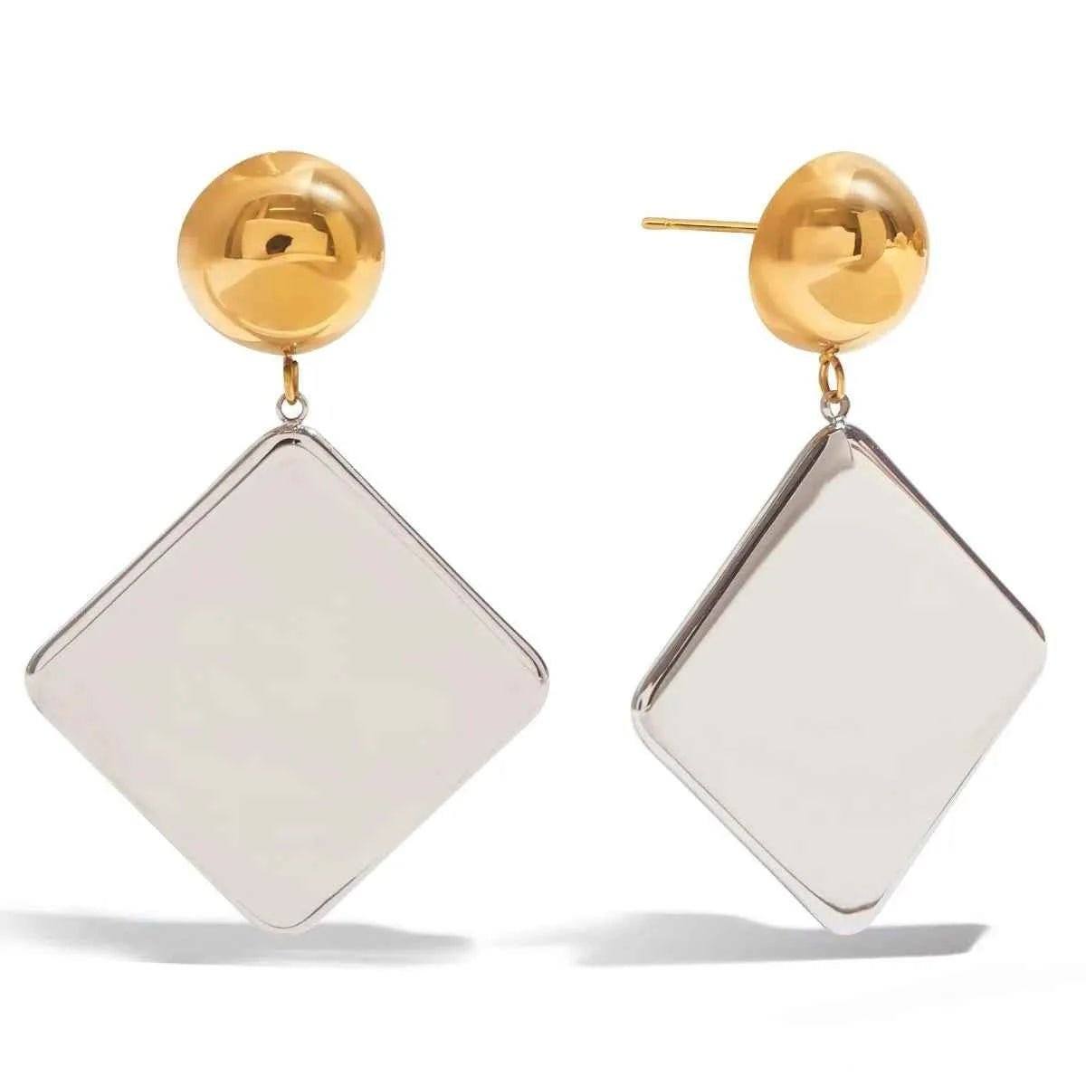 Square Shape Drop Earrings.