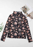 Floral Mock Neck Long Sleeve Blouse.