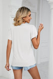 Contrast Trim V-Neck Top with Petal Sleeves for Stylish Comfort - EBYNN