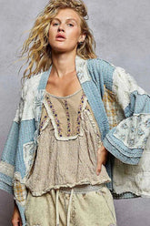 POL Floral Patches Open Front Cardigan.