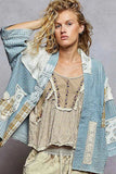 POL Floral Patches Open Front Cardigan.