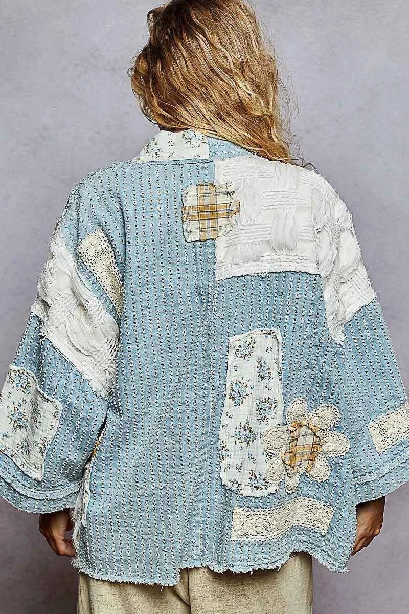 POL Floral Patches Open Front Cardigan.