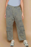 POL Distressed Raw Hem Wide Leg Pants.