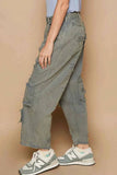 POL Distressed Raw Hem Wide Leg Pants.