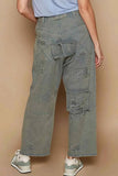 POL Distressed Raw Hem Wide Leg Pants.