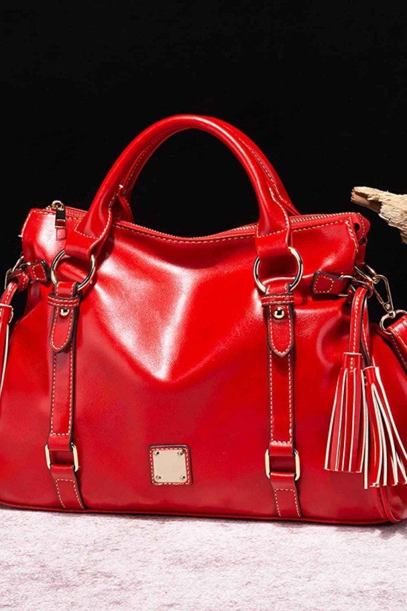 Large PU Leather Handbag with Tassels.