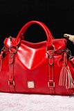 Large PU Leather Handbag with Tassels.