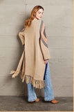 Angel Wings Geometric Fringe Hem Open Front Duster Cardigan.