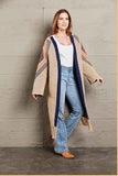Angel Wings Geometric Fringe Hem Open Front Duster Cardigan.