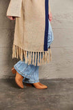 Angel Wings Geometric Fringe Hem Open Front Duster Cardigan.