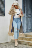 Angel Wings Geometric Fringe Hem Open Front Duster Cardigan.