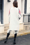 Angel Wings Geometric Fringe Hem Open Front Duster Cardigan.