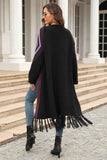 Angel Wings Geometric Fringe Hem Open Front Duster Cardigan.