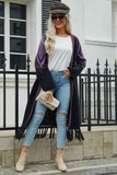 Angel Wings Geometric Fringe Hem Open Front Duster Cardigan.
