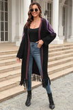 Angel Wings Geometric Fringe Hem Open Front Duster Cardigan.