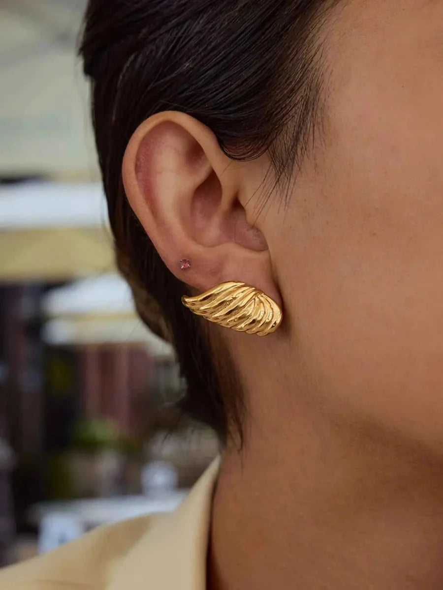 18K Gold-Plated Angel Wing Stud Earrings.