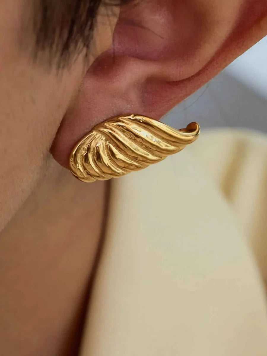 18K Gold-Plated Angel Wing Stud Earrings.