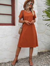 Ivy Lane Round Neck Short Sleeve Dress with Pockets.