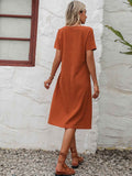 Ivy Lane Round Neck Short Sleeve Dress with Pockets.