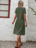 Ivy Lane Round Neck Short Sleeve Dress with Pockets.