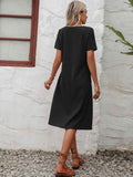 Ivy Lane Round Neck Short Sleeve Dress with Pockets.