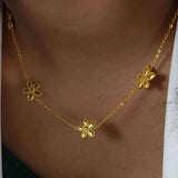 18K Gold-Plated Flower Necklace and Bracelet Set.