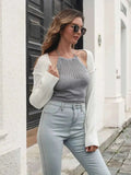 Ribbed Knit Cropped Cardigan.