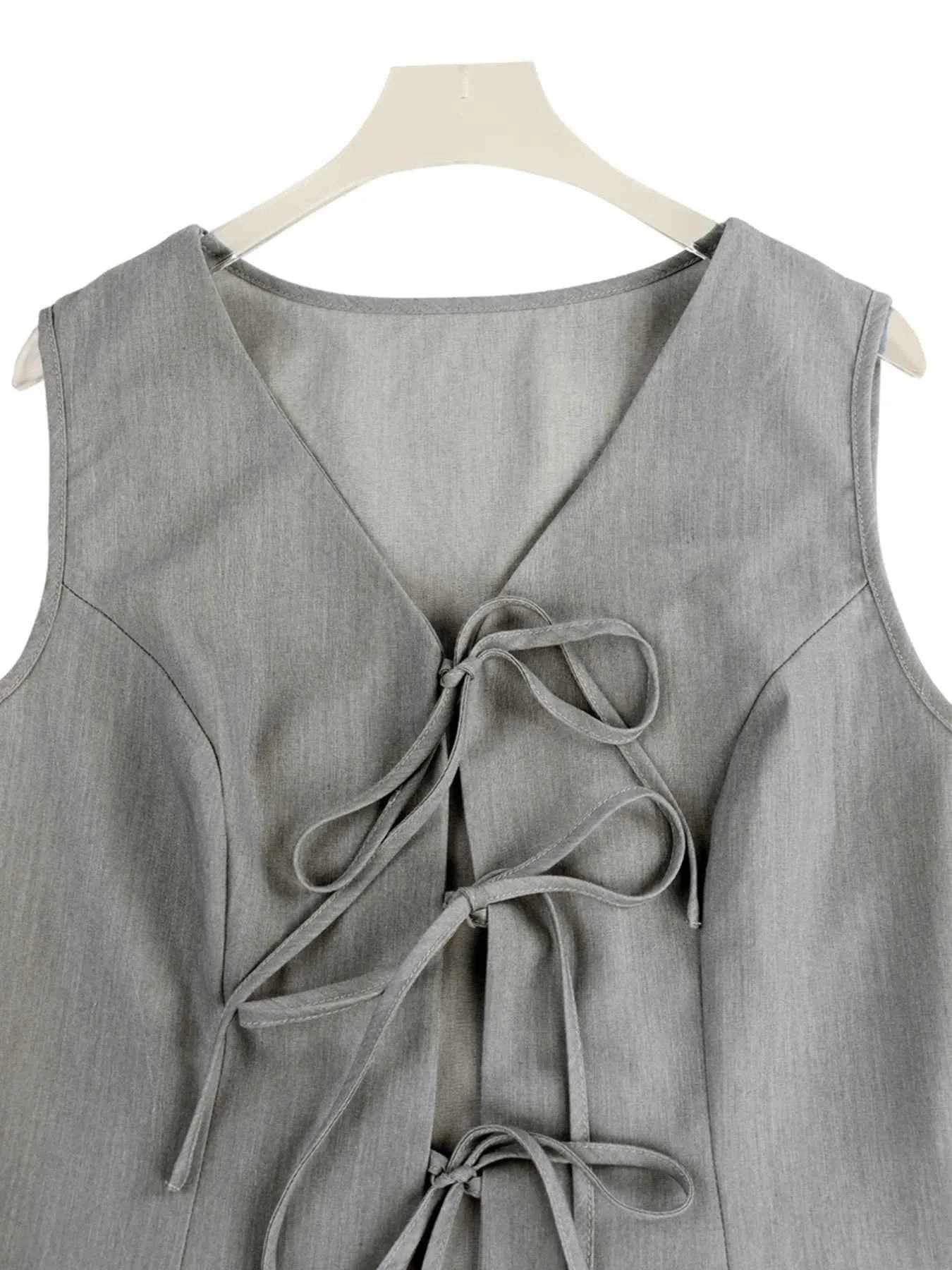 Tie Front Vest and Wide Leg Pants Set.