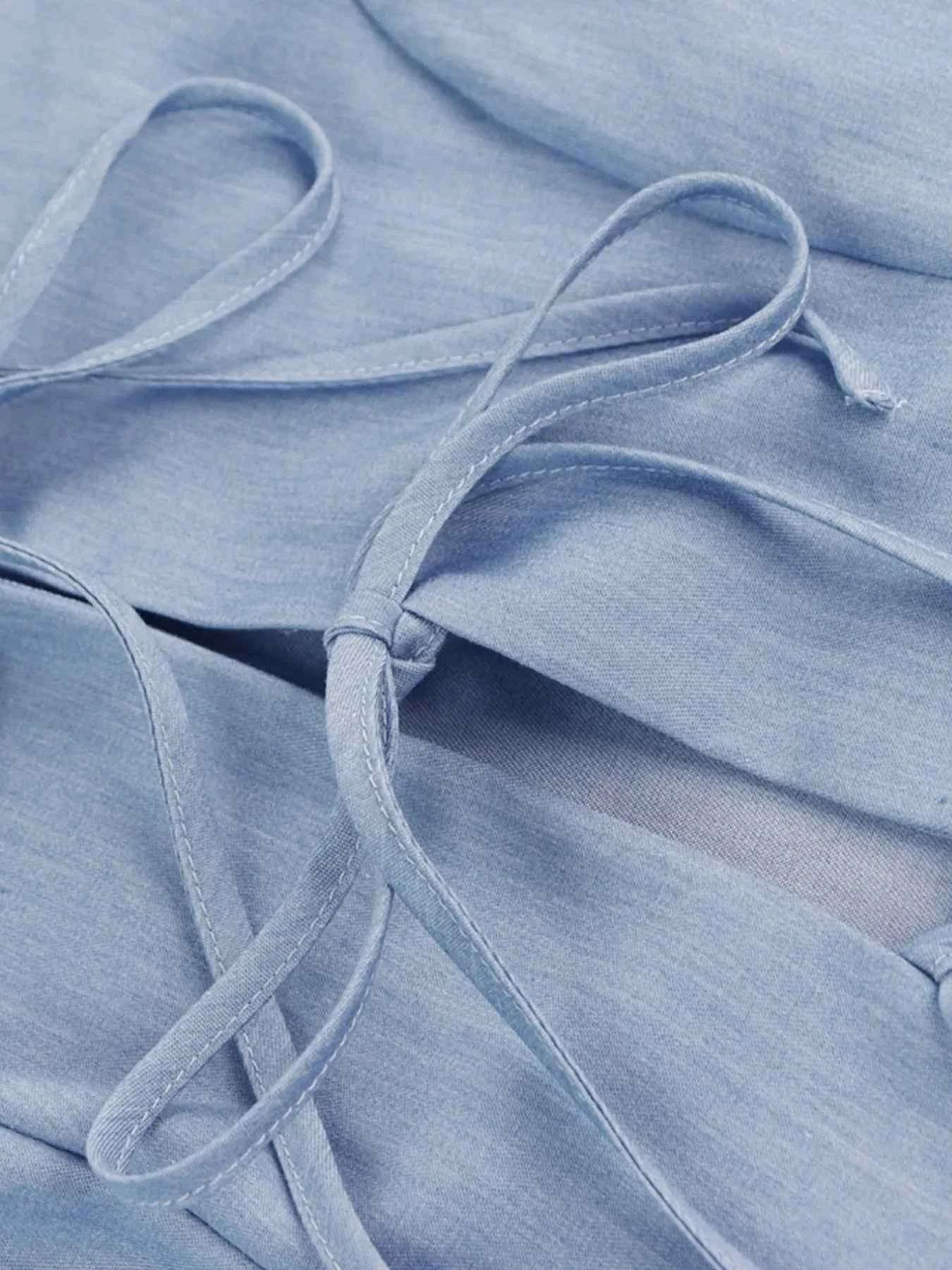 Tie Front Vest and Wide Leg Pants Set.