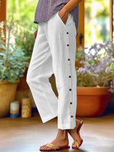Casual Plus Size Wide Leg Button Decor Pants.