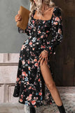 Floral Print Flounce Sleeve Midi Dress.