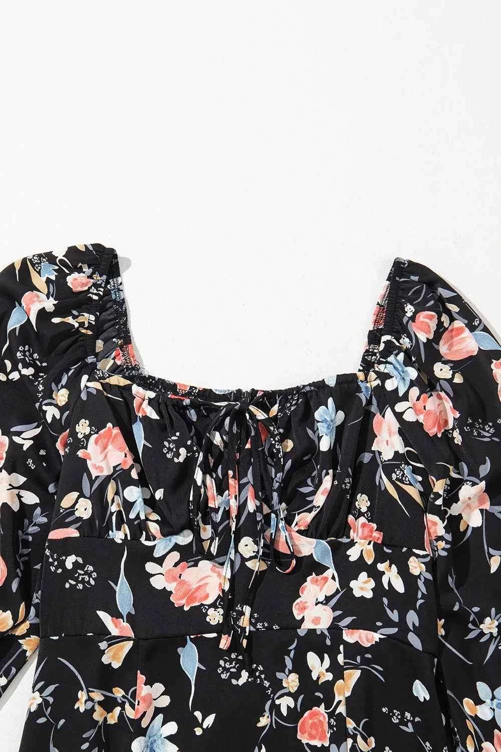 Floral Print Flounce Sleeve Midi Dress.