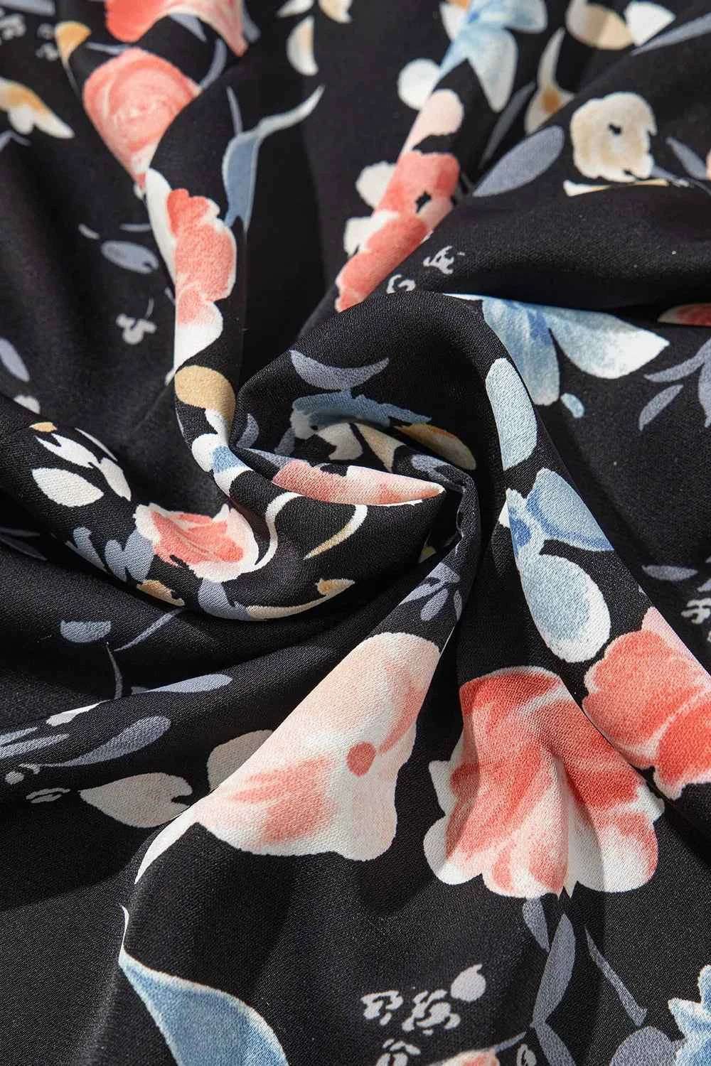 Floral Print Flounce Sleeve Midi Dress.