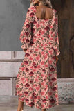 Floral Print Flounce Sleeve Midi Dress.