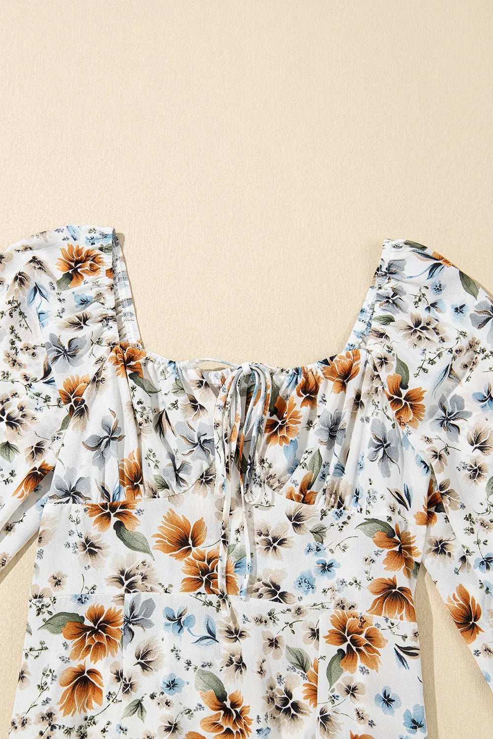 Floral Print Flounce Sleeve Midi Dress.