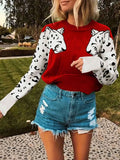 Leopard Print Round Neck Sweater.