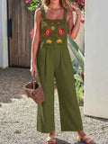 Floral Embroidered Wide Leg Jumpsuit.