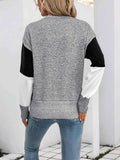 Color Block Knit Long Sleeve Sweater.