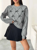 Diamond Pattern Bow Detail Sweater.