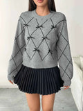 Diamond Pattern Bow Detail Sweater.