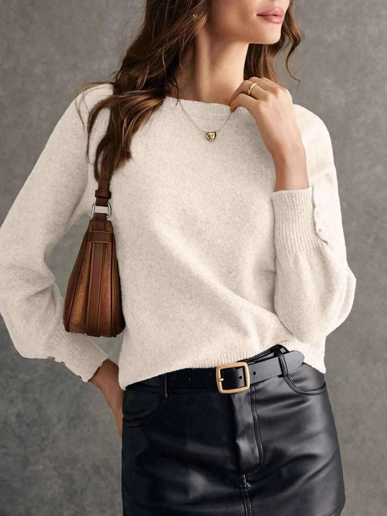 Crew Neck Long Sleeve Sweater.