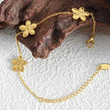 18K Gold-Plated Flower Necklace and Bracelet Set.