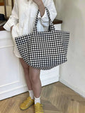 Classic Plaid Canvas Tote Bag.