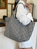 Classic Plaid Canvas Tote Bag.