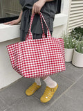 Classic Plaid Canvas Tote Bag.