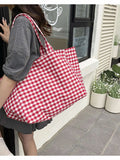 Classic Plaid Canvas Tote Bag.