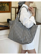 Classic Plaid Canvas Tote Bag.